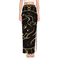 Gold And Black Taurus Sign Print High Slit Maxi Skirt