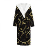 Gold And Black Taurus Sign Print Hooded Bathrobe