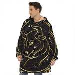 Gold And Black Taurus Sign Print Hoodie Blanket