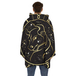 Gold And Black Taurus Sign Print Hoodie Blanket