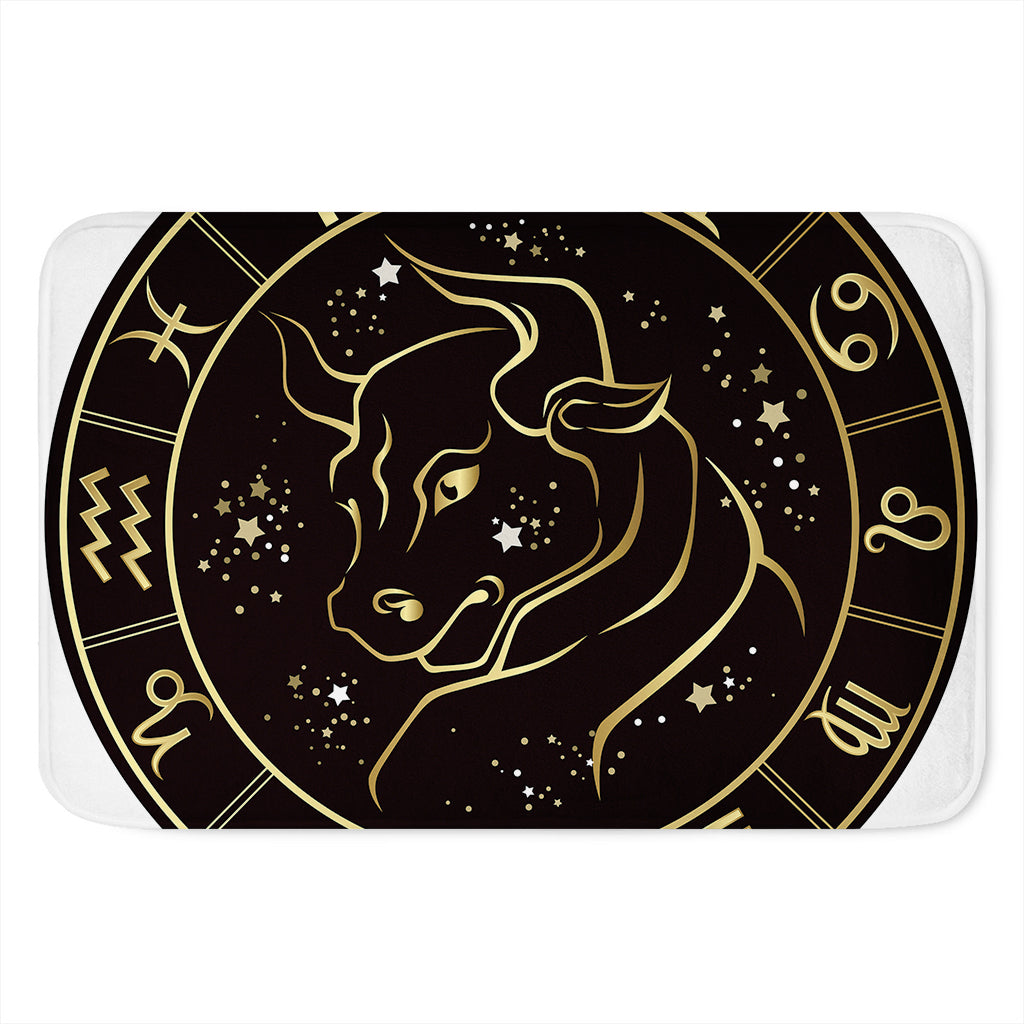 Gold And Black Taurus Sign Print Indoor Door Mat