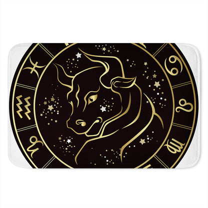 Gold And Black Taurus Sign Print Indoor Door Mat