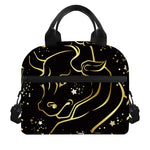 Gold And Black Taurus Sign Print Insulated Lunch Bag