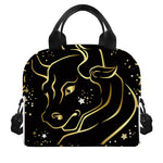 Gold And Black Taurus Sign Print Insulated Lunch Bag