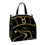 Gold And Black Taurus Sign Print Insulated Lunch Tote