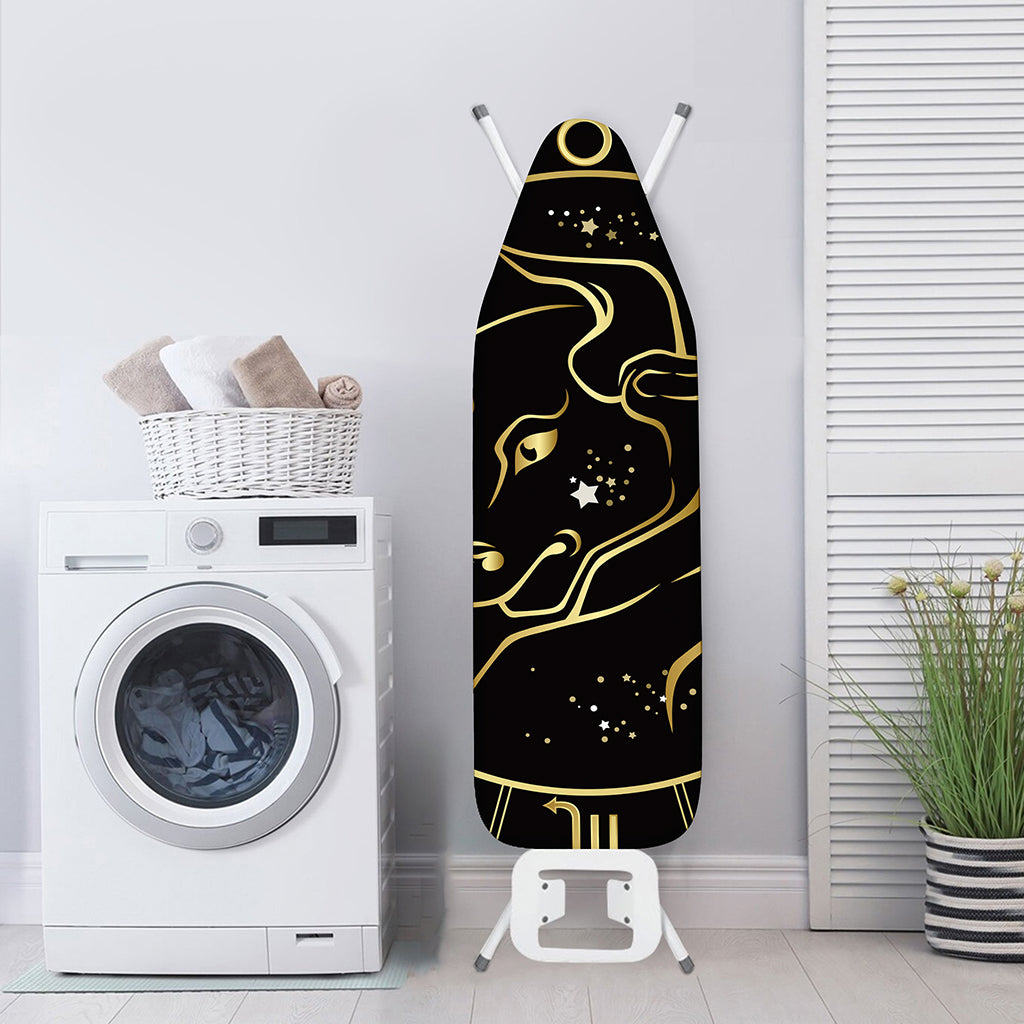 Gold And Black Taurus Sign Print Ironing Board Cover
