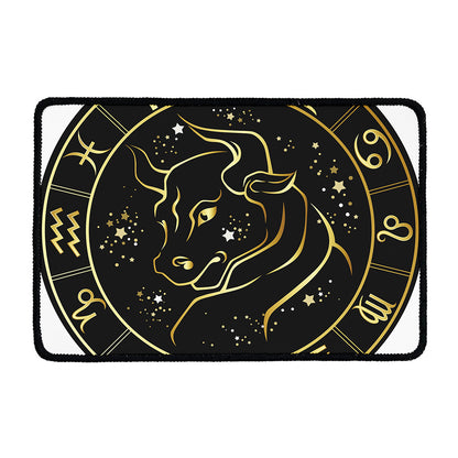 Gold And Black Taurus Sign Print Kitchen Mat