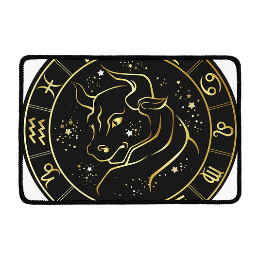 Gold And Black Taurus Sign Print Kitchen Mat