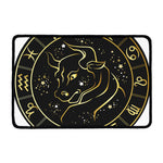Gold And Black Taurus Sign Print Kitchen Mat
