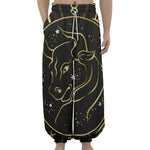 Gold And Black Taurus Sign Print Lantern Pants