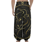 Gold And Black Taurus Sign Print Lantern Pants