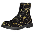 Gold And Black Taurus Sign Print Lace-Up Boots