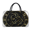 Gold And Black Taurus Sign Print Leather Duffel Bag