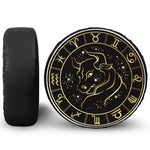 Gold And Black Taurus Sign Print Leather Spare Tire Cover