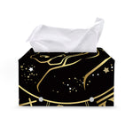 Gold And Black Taurus Sign Print Leather Tissue Box Cover