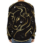 Gold And Black Taurus Sign Print Long Sleeve Baseball Jersey