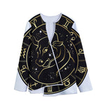 Gold And Black Taurus Sign Print Long Sleeve Short Coat