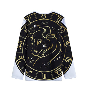 Gold And Black Taurus Sign Print Long Sleeve Short Coat