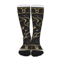 Gold And Black Taurus Sign Print Long Socks