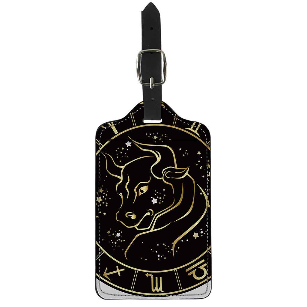 Gold And Black Taurus Sign Print Luggage Tag