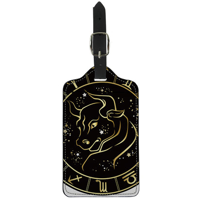 Gold And Black Taurus Sign Print Luggage Tag
