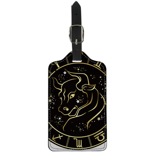 Gold And Black Taurus Sign Print Luggage Tag