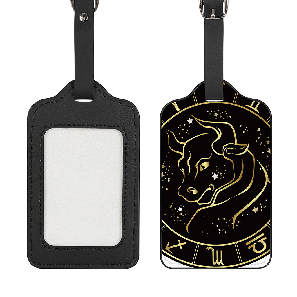 Gold And Black Taurus Sign Print Luggage Tag