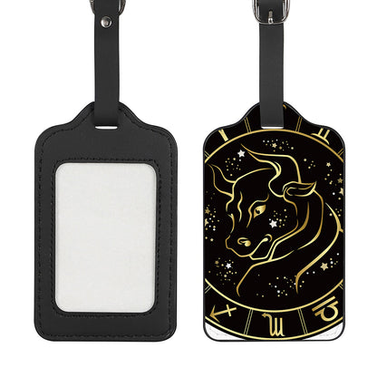 Gold And Black Taurus Sign Print Luggage Tag