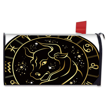 Gold And Black Taurus Sign Print Mailbox Cover