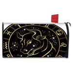 Gold And Black Taurus Sign Print Mailbox Cover
