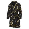 Gold And Black Taurus Sign Print Men's Bathrobe