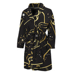Gold And Black Taurus Sign Print Men's Bathrobe