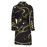 Gold And Black Taurus Sign Print Men's Bathrobe