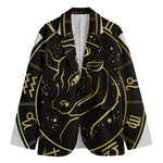 Gold And Black Taurus Sign Print Men's Blazer