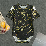 Gold And Black Taurus Sign Print Men's Bodysuit