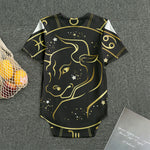 Gold And Black Taurus Sign Print Men's Bodysuit
