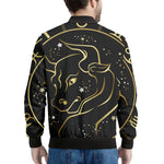 Gold And Black Taurus Sign Print Men's Bomber Jacket