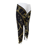 Gold And Black Taurus Sign Print Men's Compression Pants