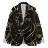 Gold And Black Taurus Sign Print Men's Cotton Blazer