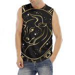 Gold And Black Taurus Sign Print Men's Fitness Tank Top