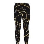 Gold And Black Taurus Sign Print Men's leggings