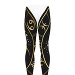 Gold And Black Taurus Sign Print Men's leggings