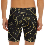 Gold And Black Taurus Sign Print Men's Long Boxer Briefs