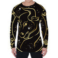 Gold And Black Taurus Sign Print Men's Long Sleeve T-Shirt