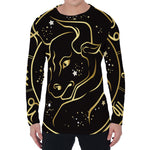 Gold And Black Taurus Sign Print Men's Long Sleeve T-Shirt