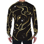 Gold And Black Taurus Sign Print Men's Long Sleeve T-Shirt