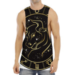 Gold And Black Taurus Sign Print Men's Muscle Tank Top