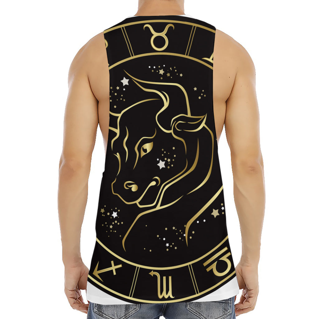 Gold And Black Taurus Sign Print Men's Muscle Tank Top