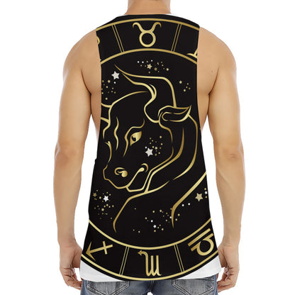 Gold And Black Taurus Sign Print Men's Muscle Tank Top