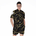 Gold And Black Taurus Sign Print Men's Rompers